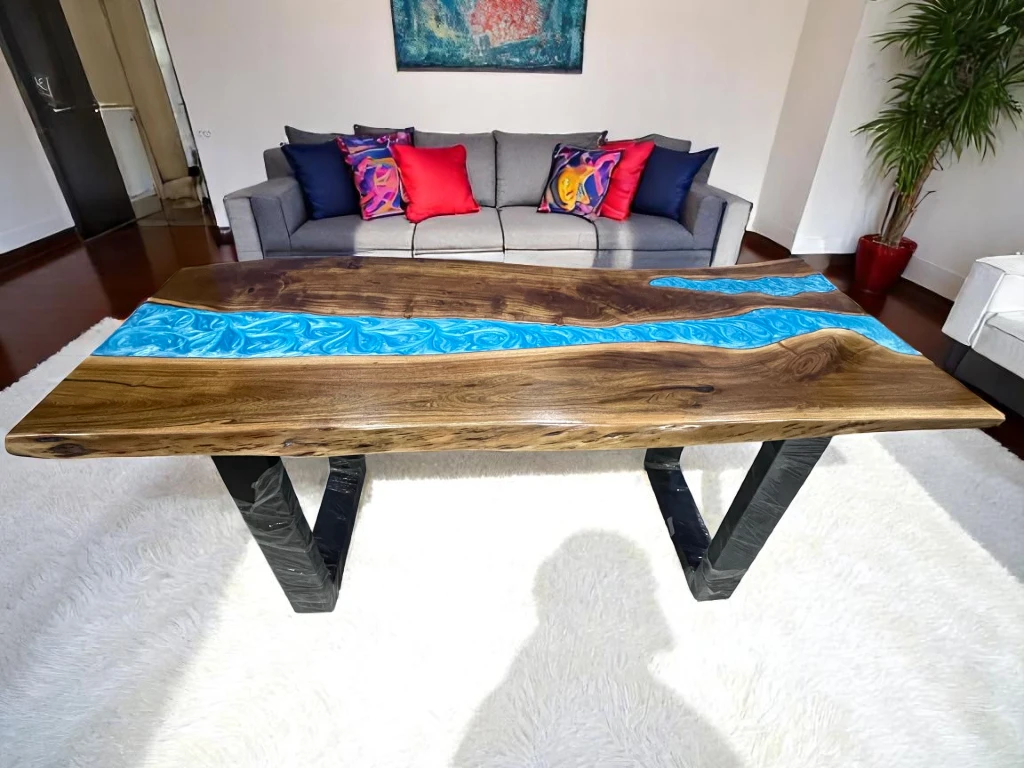 Made To Order Live Edge Epoxy Table with Metal Legs